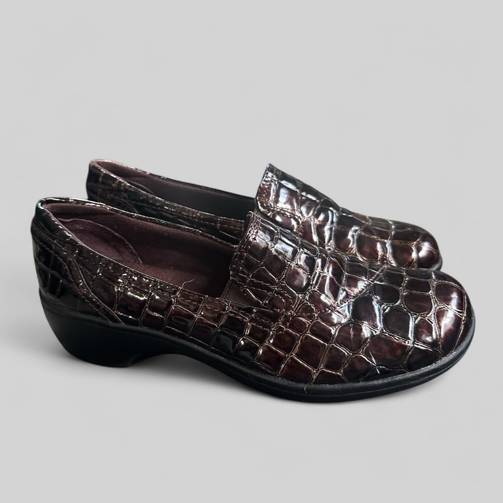 Clark’s Bendables May Poppy Crocodile Slip on Shoes Loafers Womens 7.5